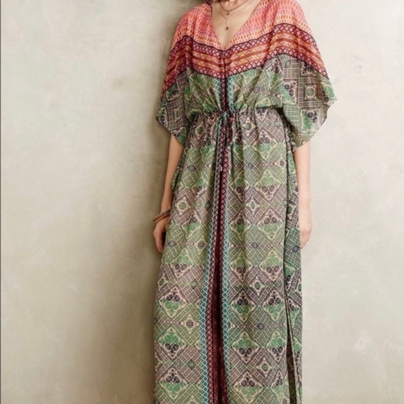 ANTHRO Vanessa Virginia Printed Maxi Caftan - Picture 4 of 5